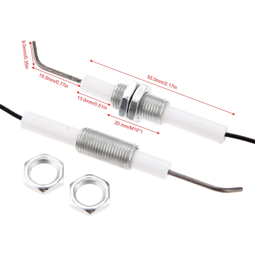 2 Set Gas Pilot Burner Ignition Electrode Push Button Piezo